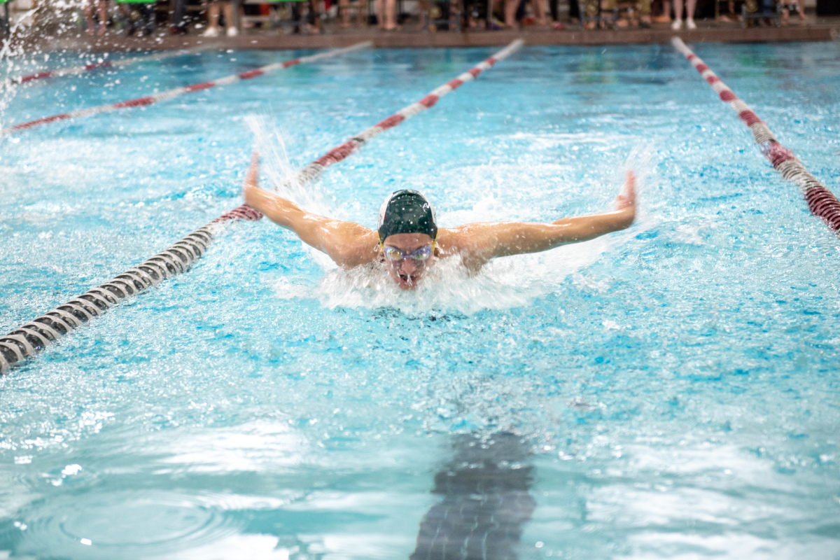 2.1.25 Senior Allison Elings swimming butterfly in the 200 IM at Missoula. 